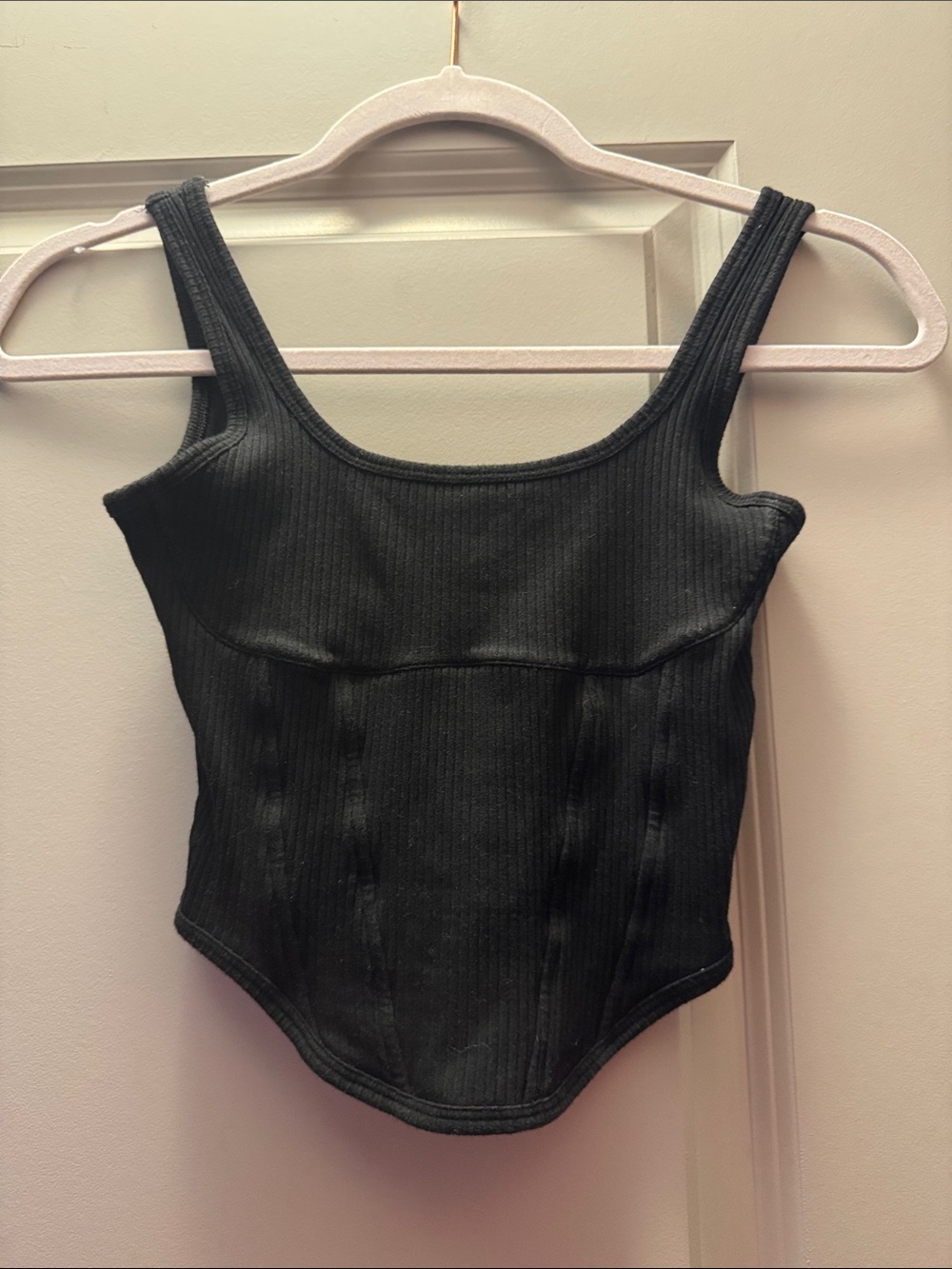 Victoria's Secret PINK Black Ribbed Scoop Tank
